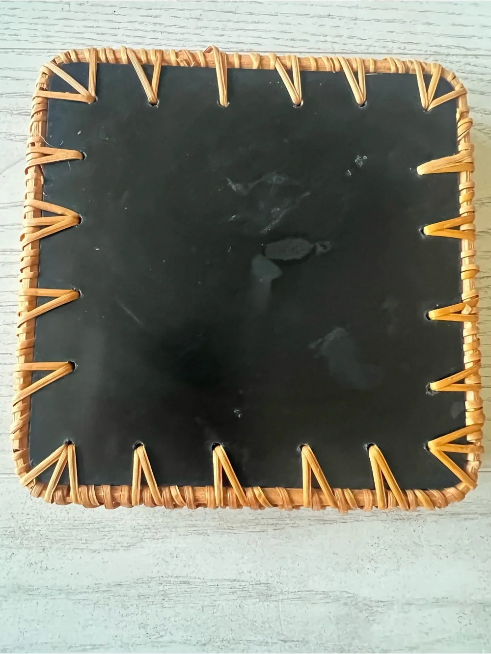 Square Rattan and Capiz Shell Decorative Tray - 7”